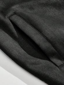 Men's Faux Suede Fleece Casual Jacket, Suitable For Outdoor Wear, Zipper Design, Suitable For Spring And Autumn, Gift For Men - Black - View 4