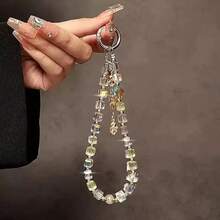 1pc Luxury Crystal Beaded Wrist Phone Lanyard, Keychain, Bag Pendant, Ideal Gift For Friends And Family - Multicolor - View 3