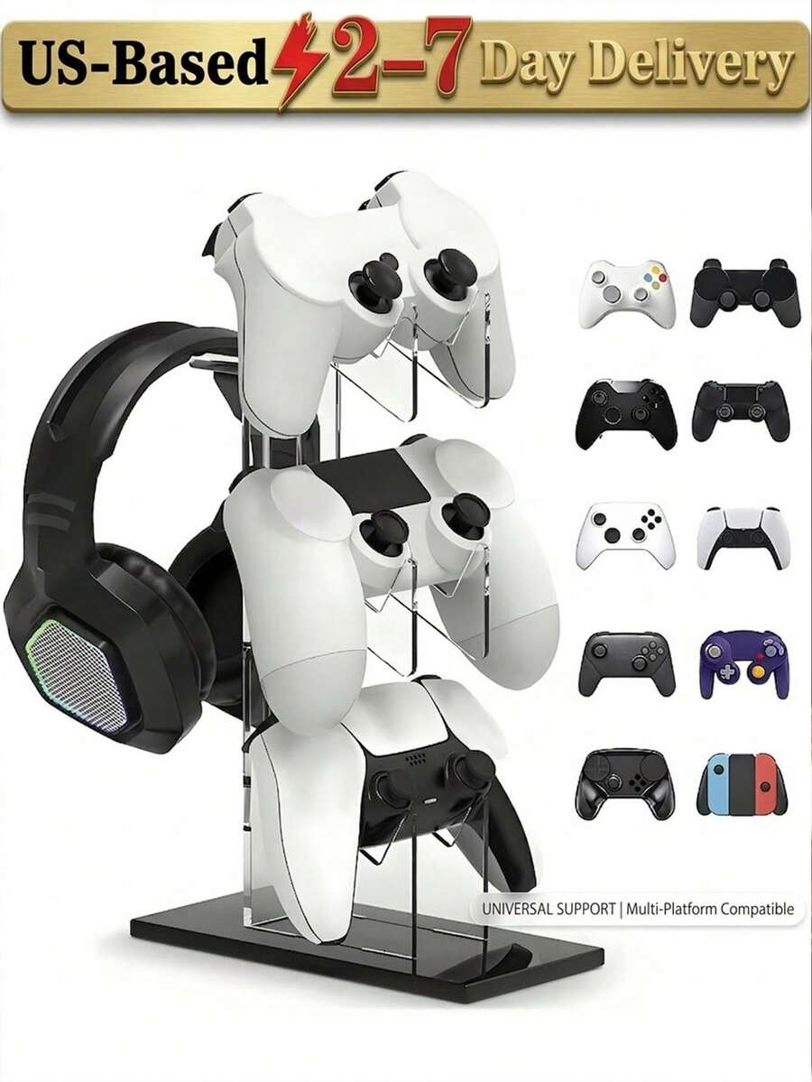 (2-7 Daysmust Arrive)Universal 3-Layer Controller Stand & Headphone Stand Game Accessories Compatible With Switch Game Controller, Headphones, Acrylic Holder Rack, Detachable Display Stand, Gamepad Stand, Headphone & Game Controller Display Holder Organizer, Transparent Display Stand, Controller Holder Controller,Gaming Headset,Transparent Controller Display Stand, Detachable Headphone Holder, Headphone Holder, Game Controller Headset Holder Stand For ONE Switch Switch Pro, Controller Holder Headset Stand Game Accessory, Desk Mounts For Controller, Desktop Gamepad Holder, Build Your Gaming Fortress - Ideal Desk Mount For Gamers,Transparent - Xem 1