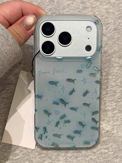 Ốp lưng điện thoại hình cá xoáy màu xanh thời trang, tương thích với iPhone 17 Pro Max, 17 Pro, 17, 16, 15, 14, 13, 12 Pro Max, 11, chống rơi vỡ bằng tia laser.