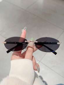 1 chiếc kính mắt không gọng, kiểu dáng châu Âu mới năm 2026, hình bầu dục, unisex, phong cách hip hop cá tính, thích hợp cho đường phố/lễ hội âm nhạc/tiệc tùng. - Nhiều màu - Xem 4