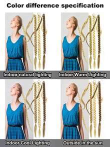 Extensión de cabello trenzado para cola de caballo de 28 pulgadas, pieza de cabello trenzado recto y esponjoso natural para mujeres - Multicolor - Ver 9