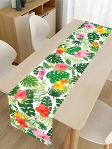 1pc Palm Leaf Polyester Table Runner, Suitable For Indoor/Outdoor Dining And Wedding Decor, Perfect Choice For Fashionable Tabletop Setting And Event Decoration - Multicolor - View 1
