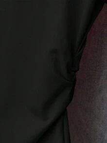 Damen Einfarbiges kurzes figurbetontes T-Shirt, minimalistischer Rundhalsausschnitt mit kurzen Ärmeln, dehnbares Unterhemd, Frühling/Sommer Basic Crop Top Casual Schwarz - Schwarz - Übersicht 7