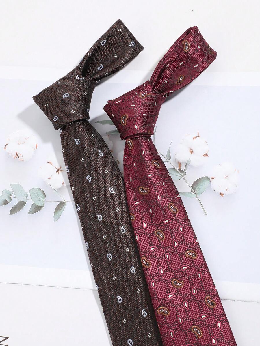 1pc Men's Fashion Cashew Pattern Tie, Casual Versatile Suitable For Daily Commute, Outing, Party Matching - Multicolor - View 1