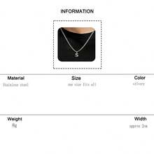 1件不锈钢极简字母吊坠项链，粗链，可个性化定制26个英文字母，适合日常、通勤、旅行、情侣礼物，男女皆宜的休闲街头服饰 - 字母款 - 查看 24