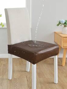 1 pieza Funda protectora impermeable para silla de comedor, funda de silla de cuero PU elástica, extraíble y lavable, suave y elástica, adecuada para sillas de cocina y asientos traseros - Multicolor - Ver 7