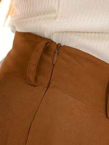 Women's Wide Leg High Waist Wide Leg Pants - Amber Brown - View 2