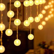 1 pieza Luces de cadena de bolas de cristal de 90 cuentas, luces de hadas alimentadas por USB, luces de cortina LED, 8 modos de parpadeo, adecuadas para interior/exterior, habitación, dormitorio, apartamento, decoración de librería, boda, fiesta de cumpleaños, decoración de boda - USB - Ver 10