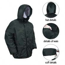 3 pièces/set Ensemble de manteau de pluie imperméable et coupe-vent épais pour adultes, Imperméable à capuche portable unisexe, Équipement de pluie réutilisable, séchage rapide pour randonnée, parc à thème, Capuche avec cordon de serrage, coupe-vent et imperméable pour le cyclisme, les voyages et les déplacements quotidiens - Ensemble imperméable camouflage noir - Voir 7