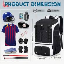 NEWHEY Baseball Bag Large Capacity Softball Bags For Adults Youth Lightweight Baseball Backpack With Shoe Compartment & Helmet Holder Waterproof Softball Bat Bag Fot T-Ball & Softball Equipment - Multicolor - View 3