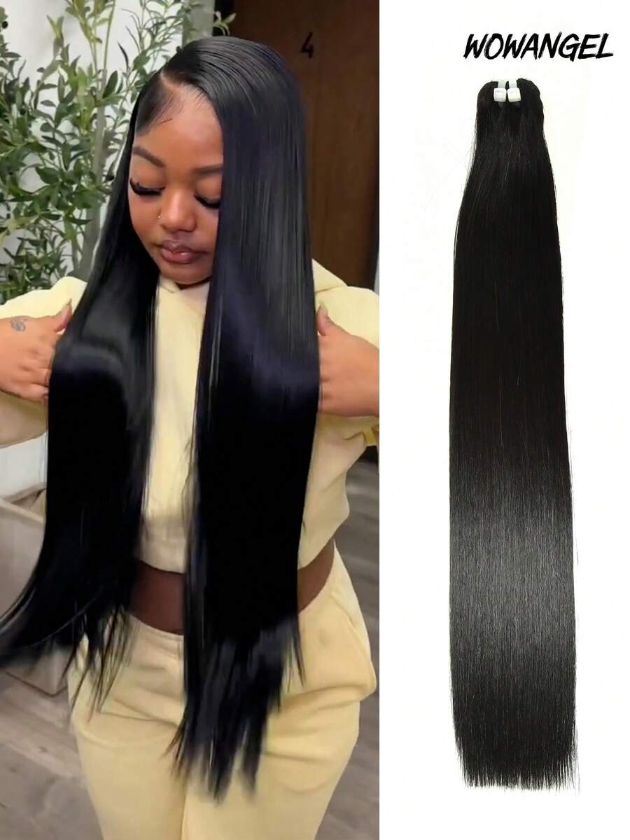 WOWANGEL 1束16A级超强双拉越南骨直人发束，越南原发束，100%真人直发束，未经加工的接发，长度12-28英寸