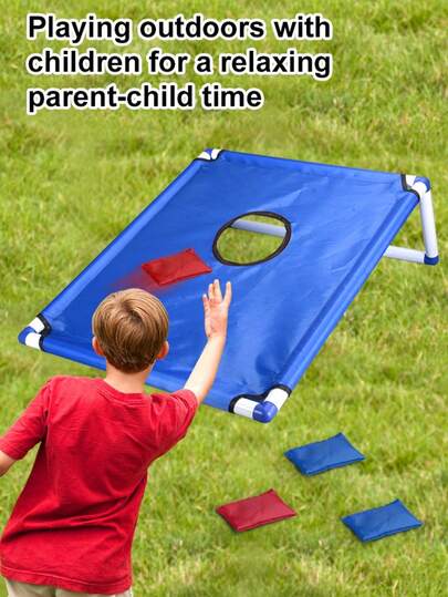 1 Set de juego portátil de deportes al aire libre, incluye 1 tablero de juego y 6 bolsas de arena con 1 estante para lanzar. Este divertido juego de lanzamiento de sacos es perfecto para juegos al aire libre/en el patio y actividades de fiesta, un set de juego ideal para la playa