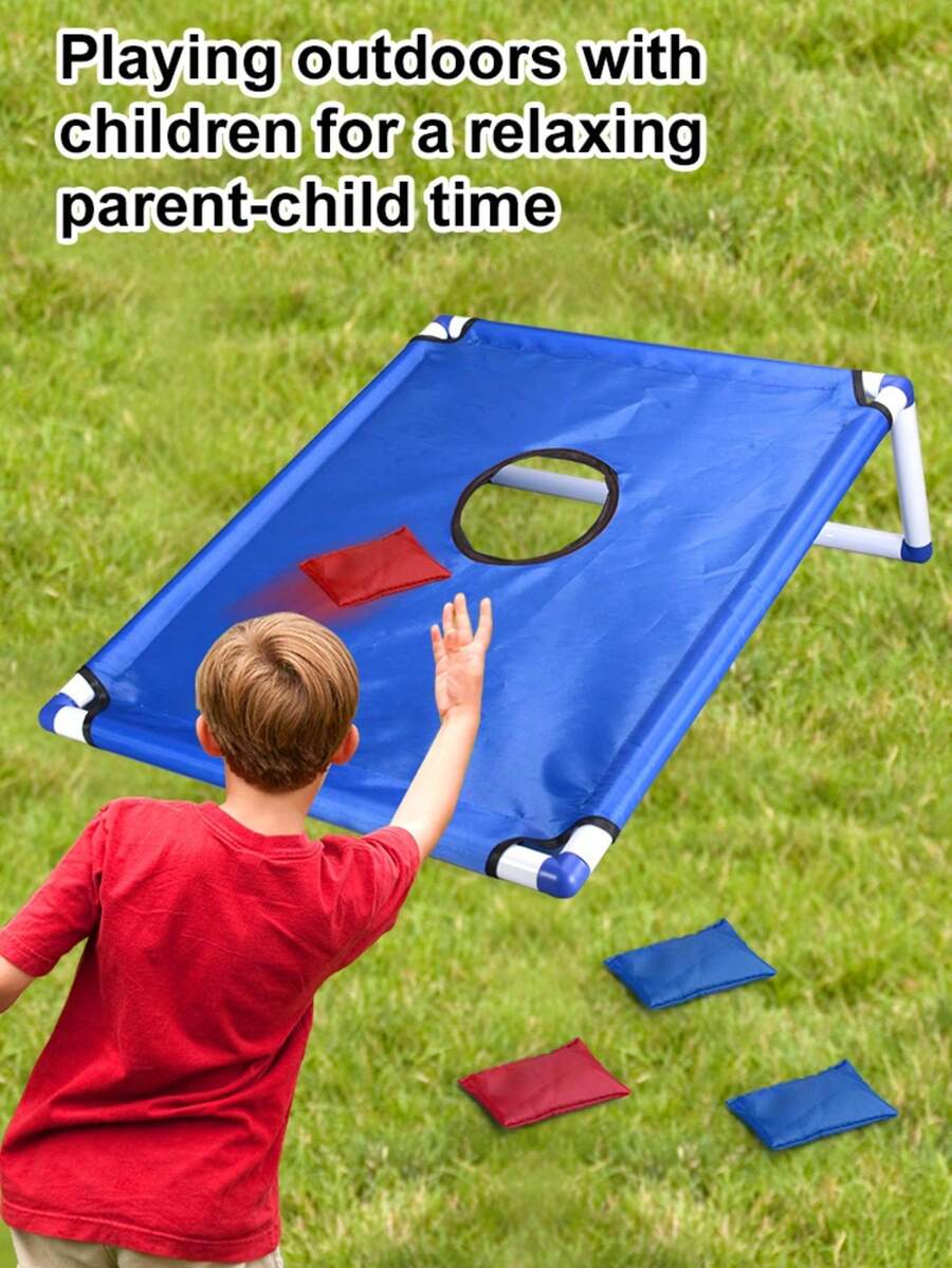 1 Set Portable Outdoor Sports Toy, Includes 1 Game Board And 6 Sandbags With 1 Throwing Board Rack. This Fun Cornhole Toss Game Set Is Perfect For Outdoor/Yard Games And Party Activities, An Ideal Beach Game Set