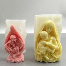 Virgin Mary Holding Baby Jesus Silicone Candle Mold - White - View 4