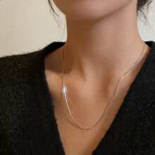 925 Sterling Silver Minimalist Necklace, Suitable For Parties And Music Festivals, A Minimalist Jewelry Gift For Women - White - View 5