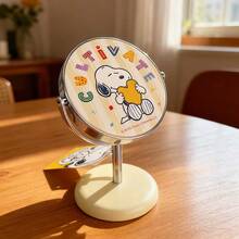 Miniso 1pc Snoopy PU Leather Rotating Vanity Mirror, Adjustable 360° Rotation, Home Decor, Suitable As Birthday Gift - Multicolor - View 4