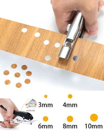 Single Hole Puncher 3mm/4mm/6mm/8mm/10mm Pore Diameter Punch Pliers Robust Handheld Hole Punch, Designed For Flat Corners Portable Is Suitable For Punching Holes In Paper, Cards, Photos, And Cardboard For Office Use