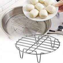 Rejilla redonda multifuncional de acero inoxidable para cocinar al vapor y hornear - Tres en uno: rejilla de vapor/rejilla de enfriamiento para horno/rejilla de enfriamiento para utensilios de cocina. Compatible con diversos utensilios de cocina y freidoras de aire. Accesorio de cocina. - Rejilla redonda para horno de vapor - Ver 5