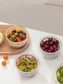 1Pc Kitchen Vegetable Dehydrator - Fruit Washing & Draining Bowl Multi-Functional Manual Dehydration Tool - One Size - View 7