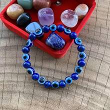 Men's & Blue Evil Eye Charm Bracelet With 8mm Devil's Eye Bead - Elastic Greek/Roman Amulet Jewelry Suitable For Daily Wear, Parties, Christmas/Thanksgiving Gift - Year-Round December Birthstone Accessory - 1pc - 查看 6