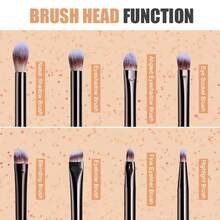 BS-MALL 高品质 8 件套精准化妆刷套装 - 眼影刷、眉刷、遮瑕刷、细节刷，柔软不刺激皮肤 - 鏽棕色 - 查看 6