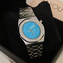 Ladies Luxury Fashion Watch - Blue/Pink Unique Textured Dial Wavy Hands Elegant Watch Quartz Movement - one-size - View 12