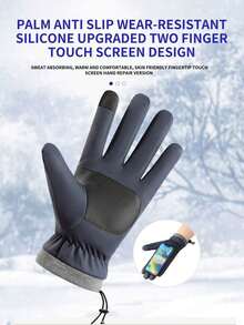 1 Pair Winter Ski Outdoor Riding Waterproof Windproof Anti-Freezing Anti-Slip Thermal Lined Thick Touchscreen Motorcycle Gloves Men Fleece Gloves Added Fluff - Multicolor - View 8