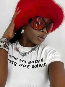 1pc Big Frame Round Black Frame Red Lens Fashion Fashion Glasses, Suitable Daily And Vacation Use Y2KFest MusicFest Summer Beach Vacation,Outdoor,Travel - 紅色 - 查看 4