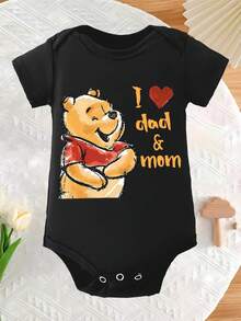 Disney Newborn Baby One-Piece Diaper Cover For Summer Light Style Baby Unlined Short-Sleeved Triangle Shirt Soft And Comfortable Pregnancy Gift - màu đen - Xem 1