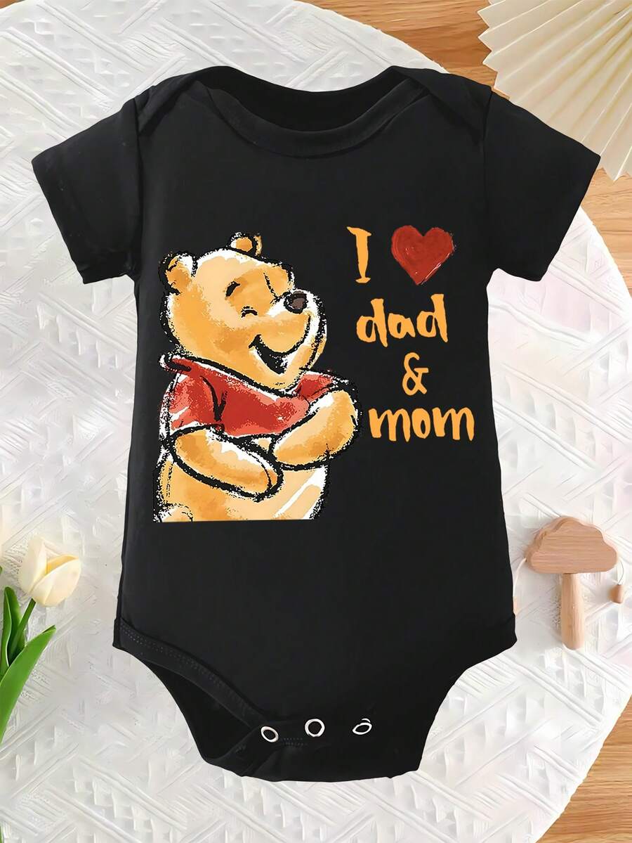Disney Newborn Baby One-Piece Diaper Cover For Summer Light Style Baby Unlined Short-Sleeved Triangle Shirt Soft And Comfortable Pregnancy Gift - màu đen - Xem 1