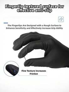 20只一次性丁腈手套，不含乳胶和粉末，适用于纹身师、美甲师、美容院，高品质清洁工具，美甲用品 - 黑色 - 查看 5