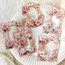 10pcs Hollow Embossed European Style Flower Photo Frame Materials, Vintage Decorative Paper For DIY Crafts, Scrapbooking, Journals - Hollowed-out Embossed Retro Frame Collage Card - View 1