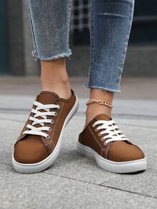 Giày mule vải bố dành cho nữ, giày thể thao xỏ chân, dép vải bố màu trơn thời trang và thoải mái, giày thường ngày cho nữ. - màu nâu - Xem 5