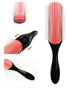 2 pièces Set de brosses, brosse à coussin en nylon à 9 rangées, peigne à queue, convient aux types de cheveux y compris les cheveux bouclés, ondulés, crépus, mouillés/secs/gras/épais/longs. Ce set de brosses comprend une brosse facile à utiliser pour les cheveux bouclés, ondulés, crépus de type 3a à 4c des , convient pour les cheveux mouillés et secs, démêlage facile. Le set comprend également un flacon vaporisateur de 200 ml. - C - Voir 8