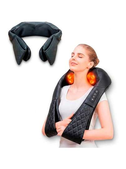 Masajeador de Cuello, Espalda y Hombros con Función de Calentamiento por Infrarrojo, 3 Velocidades y  Rotación 3D. Ideal para Casa y/o Oficina. Bluelander