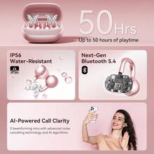 Clip-On Earbuds With Butterfly Earrings, Charge & Store Without Removing Earrings, Comfortable Fit & 50H Playtime Bluetooth Open Ear Headphones For Women, Small Ears, Gifts (Rose Gold) - Vàng hồng - Xem 8