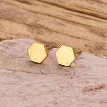 1 Pair Minimalist Fashion Hexagonal Stainless Steel Geometric Stud Earrings - GED815 - View 1
