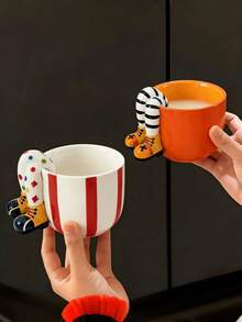 Cốc sứ vẽ tay hình chân bắt chéo độc đáo, cốc sữa/cà phê/trà dễ thương, quà tặng chất lượng cao, thích hợp sử dụng trong gia đình. - Nhiều màu - Xem 2