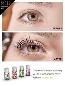 BLACKWINGS 1 Box Eyelash Perming Kit, Includes Eyelash Softener, Eyelash Lift Solution, Eyelash Perming Glue, Silicone Eyelash Curler, Eyelash Lift Rod, Makeup Beauty Tools, Reusable Eyelash Lift Pads - White - View 4