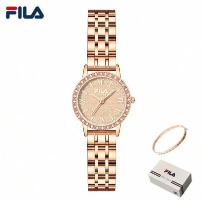  Đồng hồ nữ FILA cao cấp, máy quartz – Vỏ pha lê, mặt số lấp lánh, dây đeo ngọc trai và vòng tay thép không gỉ, hàng chính hãng, chống nước, hộp quà sang trọng, hoàn hảo cho tiệc tùng, đám cưới và lễ kỷ niệm.