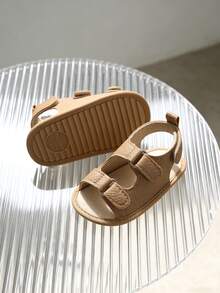Sandal Bayi Laki-laki dan Perempuan Usia 0-18 Bulan dengan Sol Lembut dan Anti Selip, Sepatu Prewalker Ringan dengan Ujung Terbuka - Aprikot - View 8
