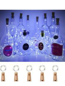 10 piezas Luces de botella de vino con corcho, luces de corcho alimentadas por batería, luces de hadas mini de alambre plateado impermeables, adecuadas para frascos de vidrio, fiestas, bodas, Navidad, días festivos, decoración de bar, decoración de Halloween, decoración de bodas, decoración de habitaciones (blanco frío) - luz blanca - Ver 11