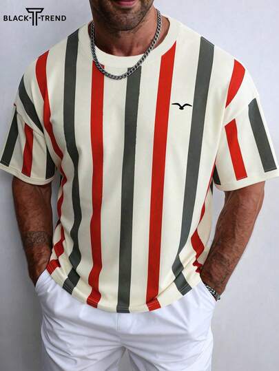 Casual T-shirt met korte mouwen en kleurblokkenprint voor heren, zomer