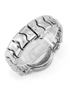 双色表盘男士腕表，不对称复古优雅不锈钢表带时尚腕表 - 均碼 - 查看 6