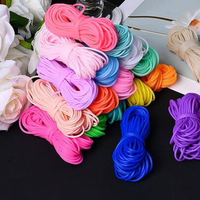 10m/Roll 0.07in Wide Hollow Pipe Rubber Tube Knitting Barber Cord, Colored Rubber String With 1mm Hole For Jewelry Making Fashion Knitting Projects Bracelet Necklace Earrings Ring Craft