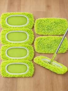 1/2/4/6/8 piezas Almohadillas de mopa verdes reutilizables, aptas para almohadillas de mopa húmeda y seca de microfibra lavables, se ajustan a robots barredores, excelentes para la limpieza de pisos y superficies de madera dura - Multicolor - Ver 1