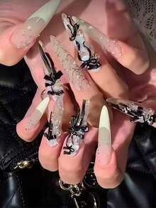 1个蝴蝶结美甲模具，丝带蝴蝶3D装饰透明硅胶美甲模具。适合作为节日礼物。适用于婚礼、母亲节、海滩、节日等场合，非常适合送给女性、母亲、老师、朋友、伴娘、学生、返校季、夏季等场合，简约美观，时尚大方。 - 彩色 - 查看 8