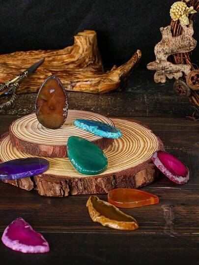 5/10/15 Pcs Random Irregular Agate Light Table Slices , Healing Crystals Geode Stones,Irregular Home DIY Decoration Jewelry Making,Multi Color