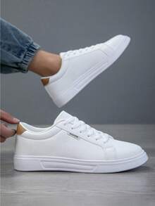 Giày thể thao buộc dây unisex 36-45, giày trắng chất lượng cao, giày đế mềm đa năng dành cho học sinh, chống trơn trượt và bền bỉ. - trắng - Xem 6